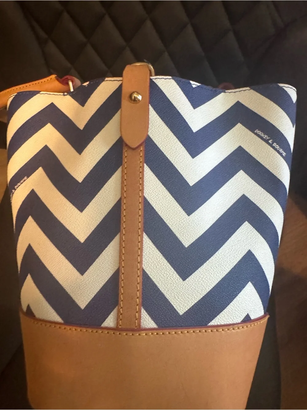 Dooney & Bourke Large Brenna in Blue Chevron New with tags/card/dust bag